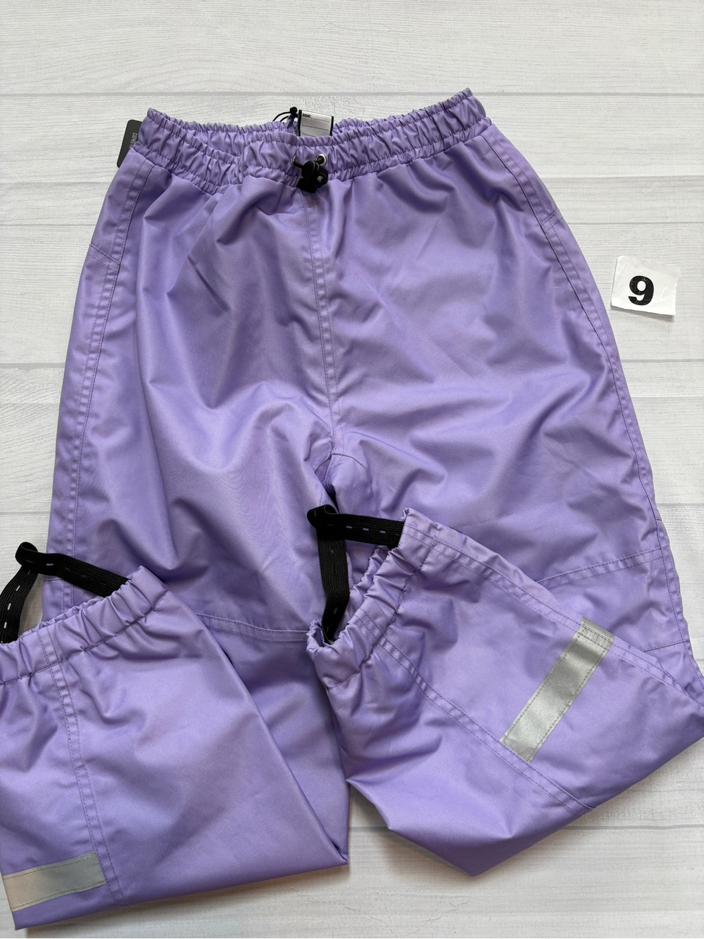 Villervalla Light Purple Kids Rain Pants with Reflective Trim